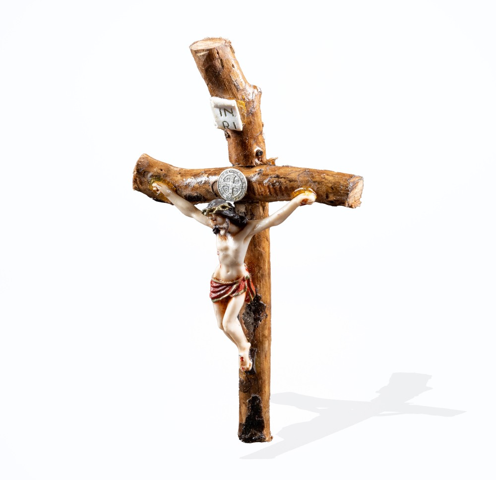 Crocefisso artigianale in legno di vite grande