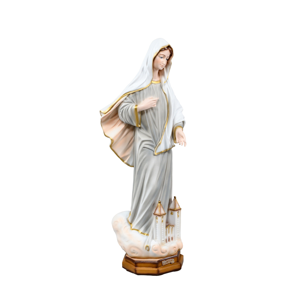 Statua di Medjugorje Regina della Pace con chiesa - immagine 4