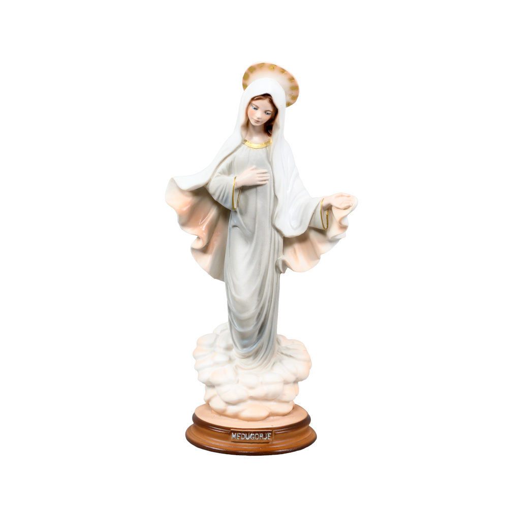 Statua Madonna Regina della Pace di Medjugorje su Nuvola con Velo – Dipinta a mano, Fatta a Medjugorje - immagine 3