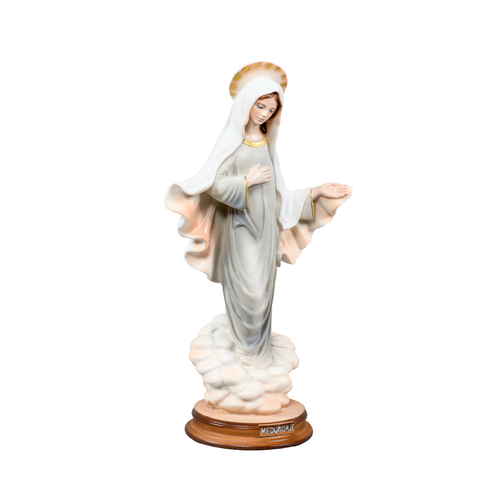 Statua Madonna Regina della Pace di Medjugorje su Nuvola con Velo – Dipinta a mano, Fatta a Medjugorje - immagine 6